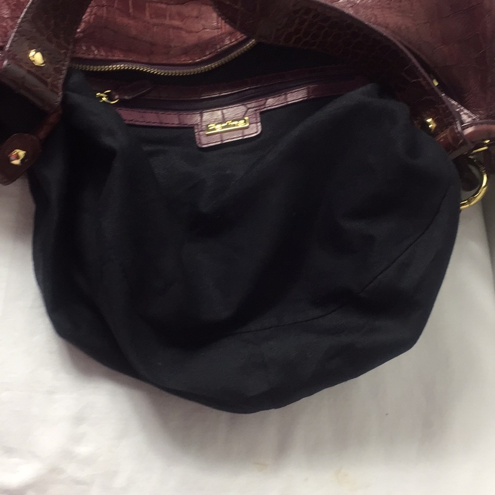 Perkins burgundy leather croc design leather bag - Picture 6 of 7